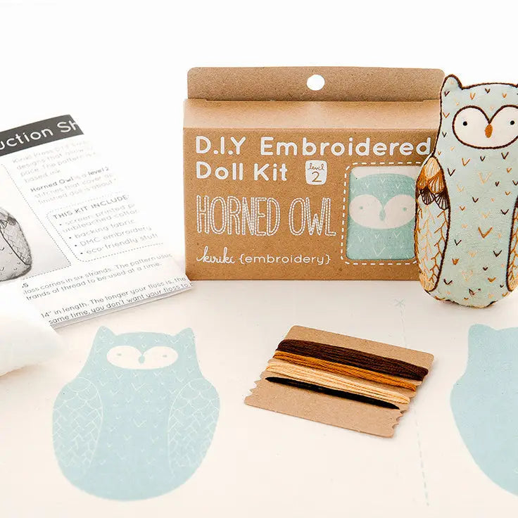Horned Owl Embroidery Kit by Kiriki Press