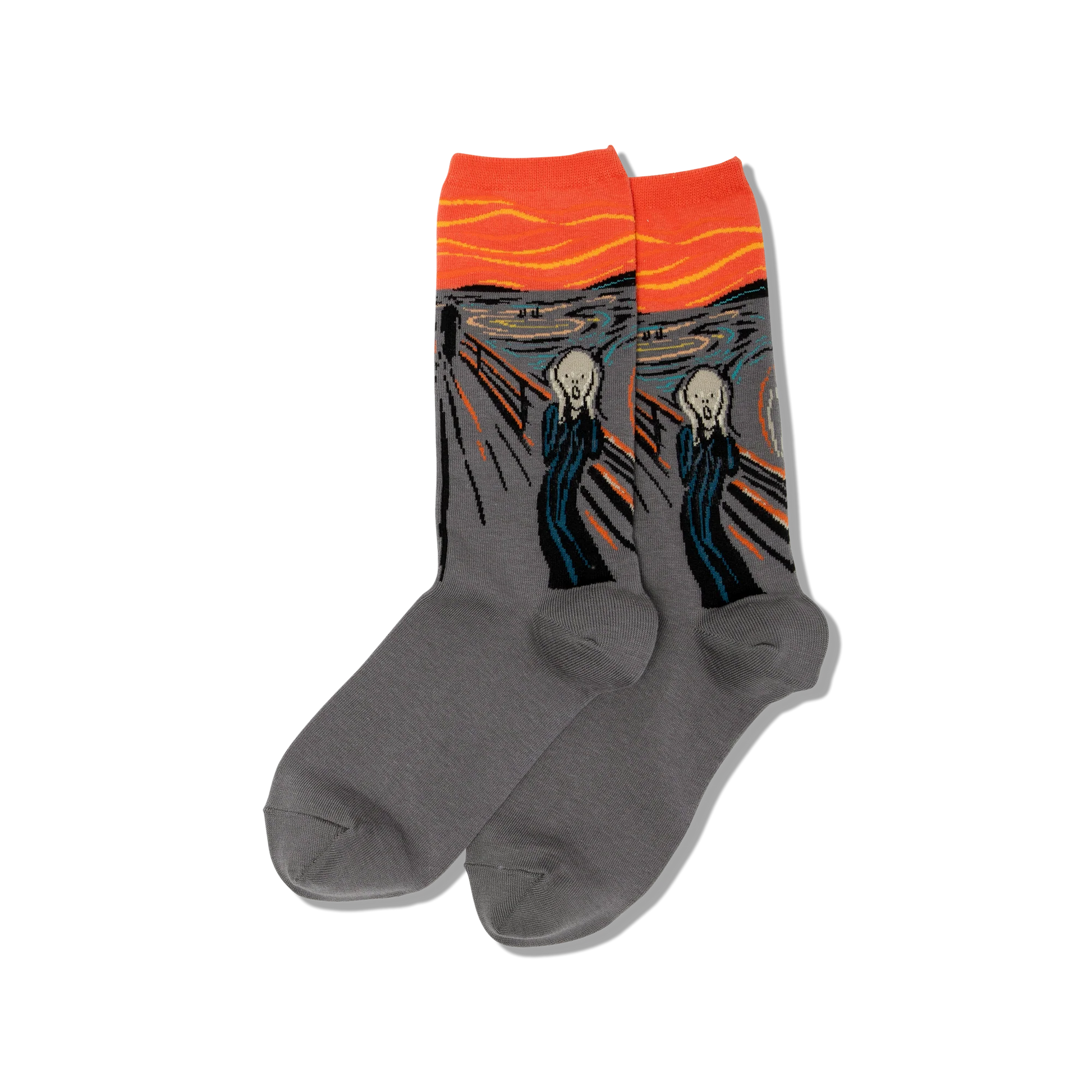 Socks with 'The Scream' design on a white background