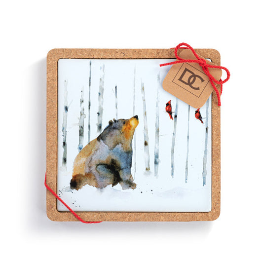 Bear and Cardinal Cork Trivet