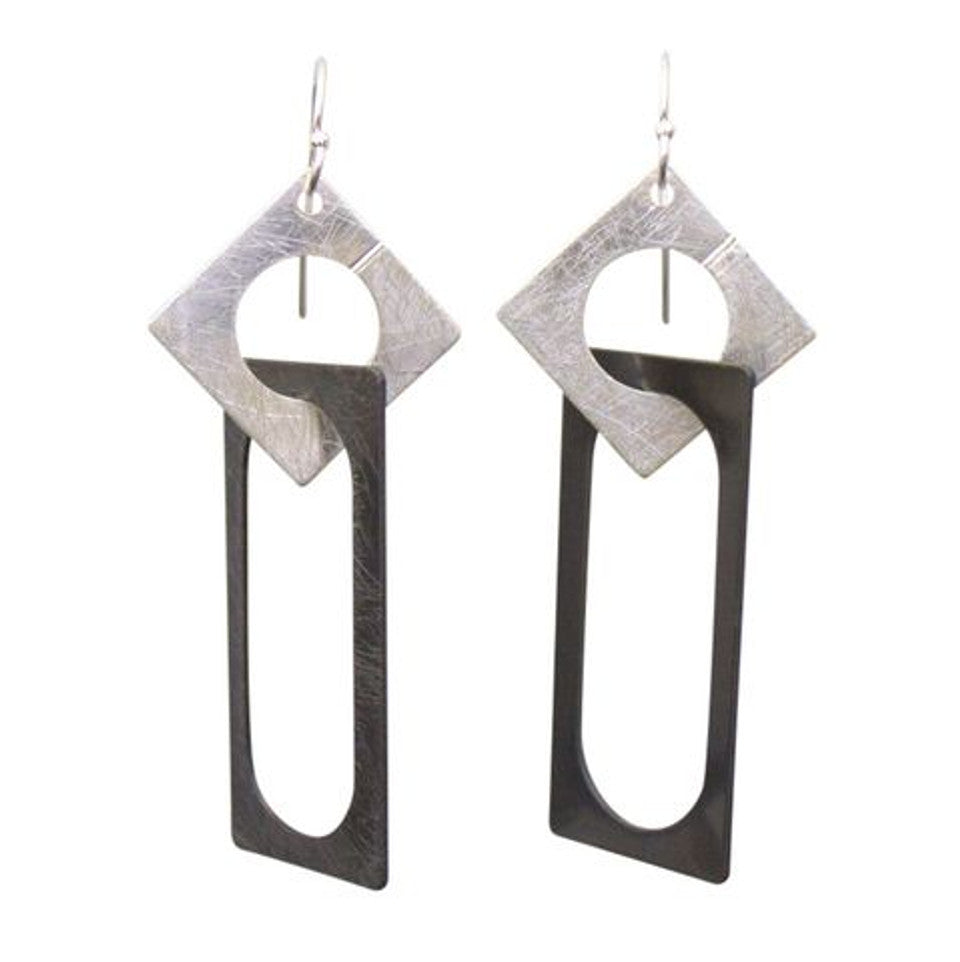 Two Tone Square and Rectangle Earrings