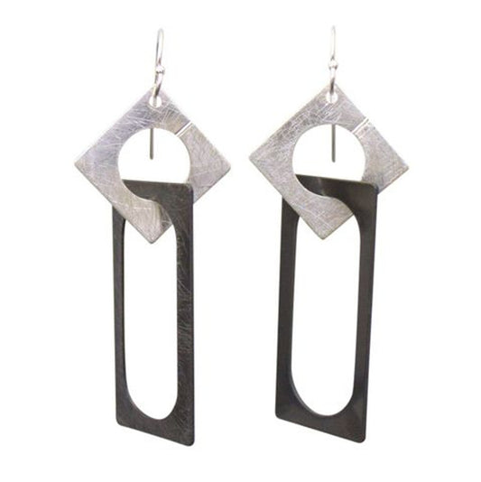 Two Tone Square and Rectangle Earrings